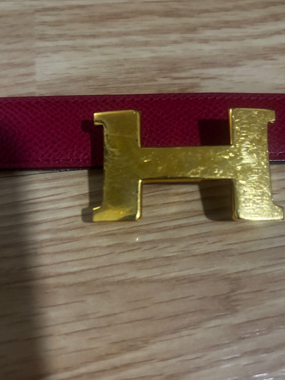 Hermès Vintage Constance H Belt 90 Black/Red Epsom Leather Gold Buckle with Dust - Picture 5 of 8